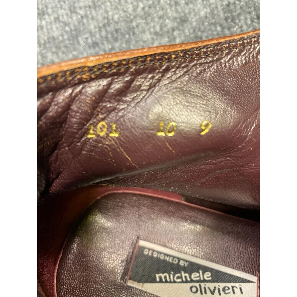 Michele Olivier Ankle Chukka Shoes Mens Size 10 Brown Leather Block Heel Lace Up